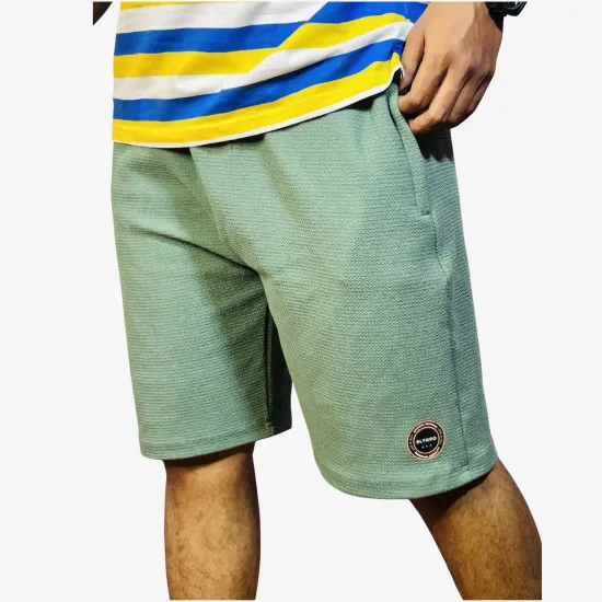 Men's Olive Green Textured Casual Shorts | Regular Fit Everyday Comfort